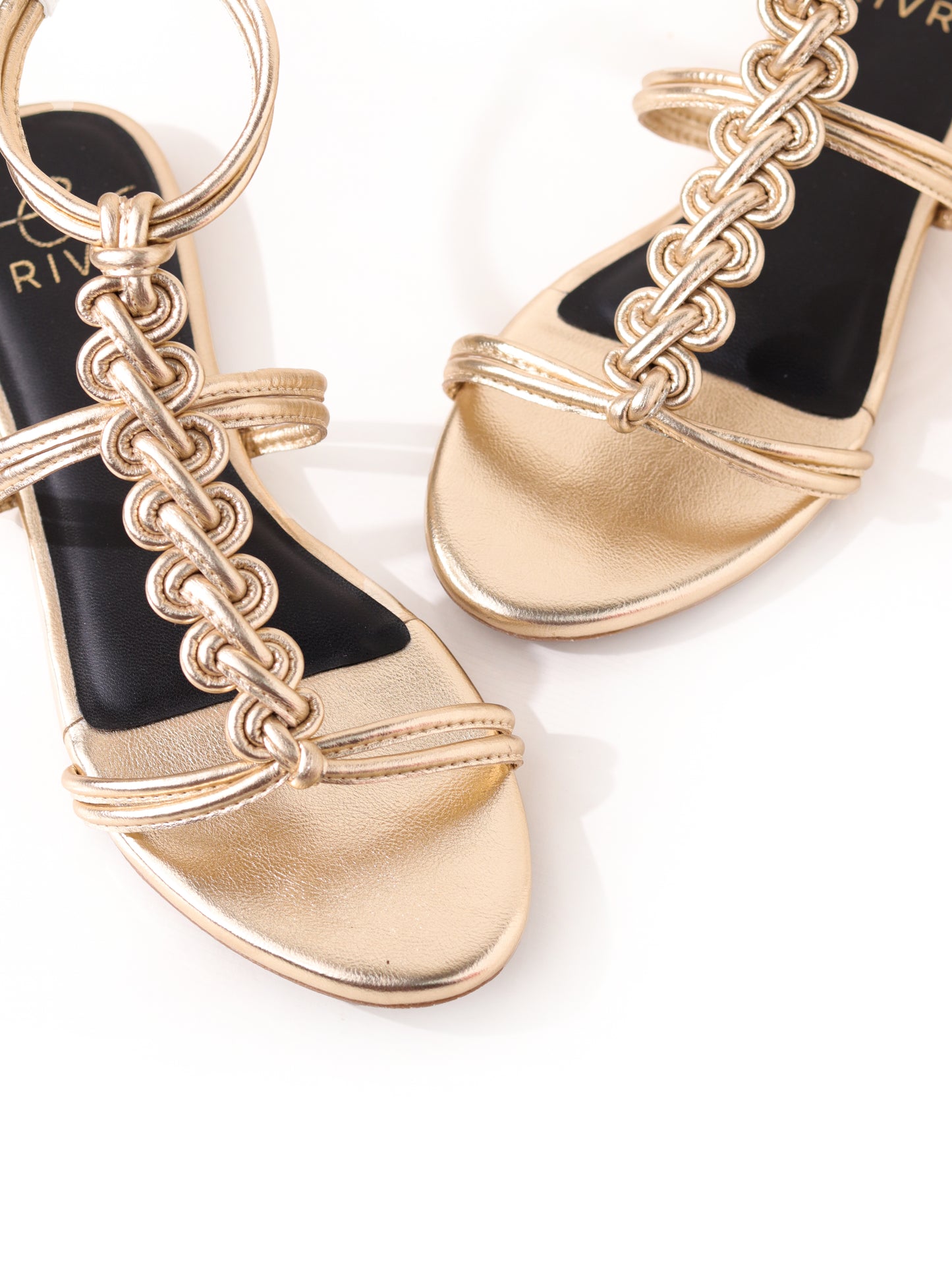 Pigtail gold braided flats