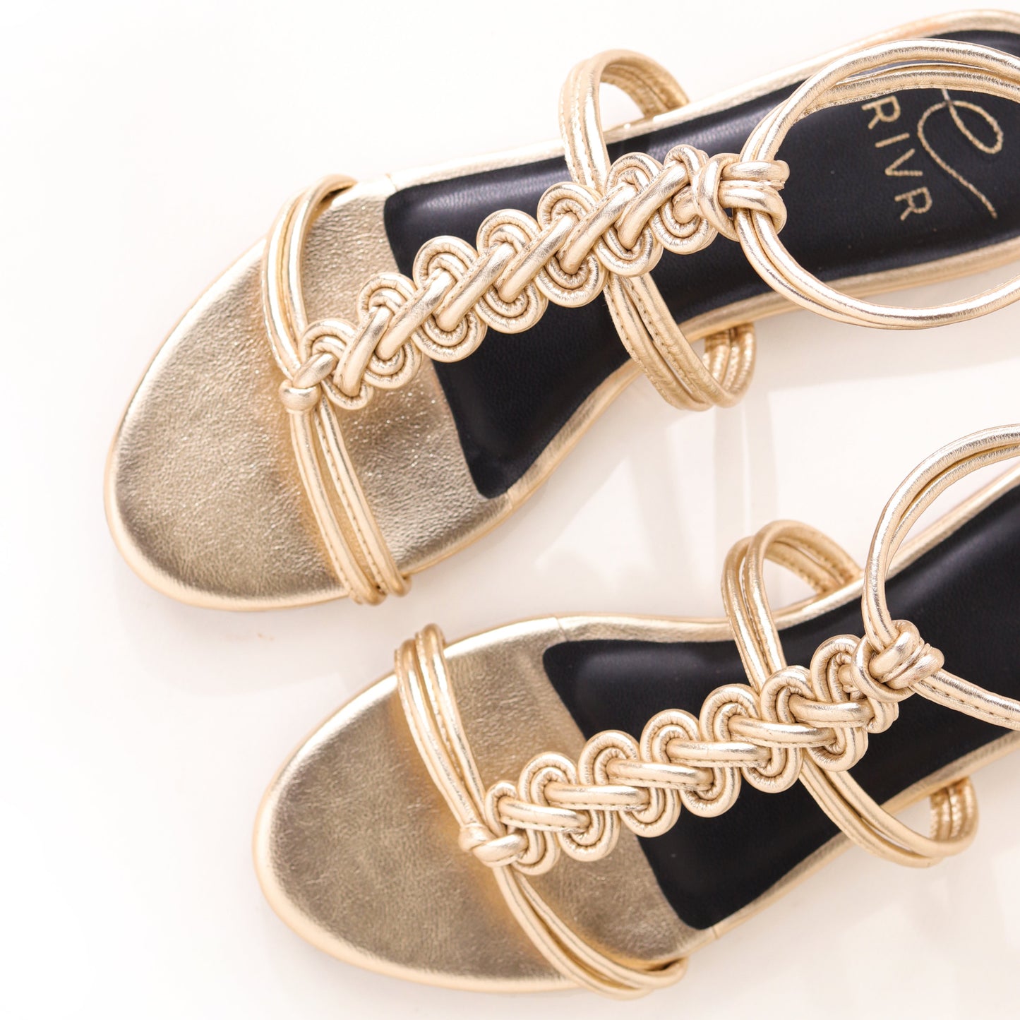 Pigtail gold braided flats