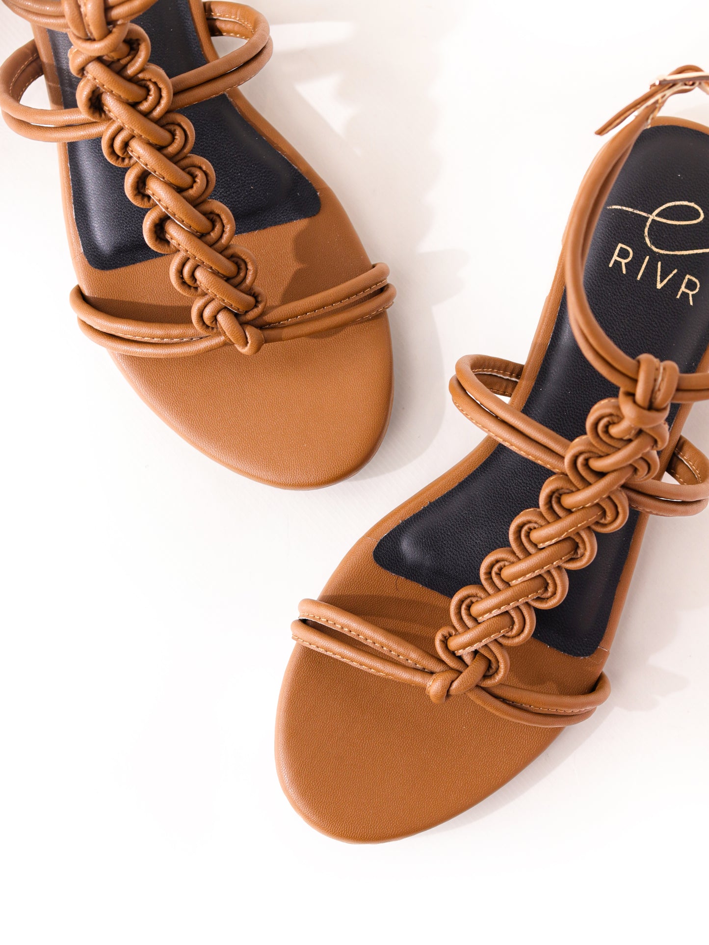 Pigtail Braided Flats in Brown